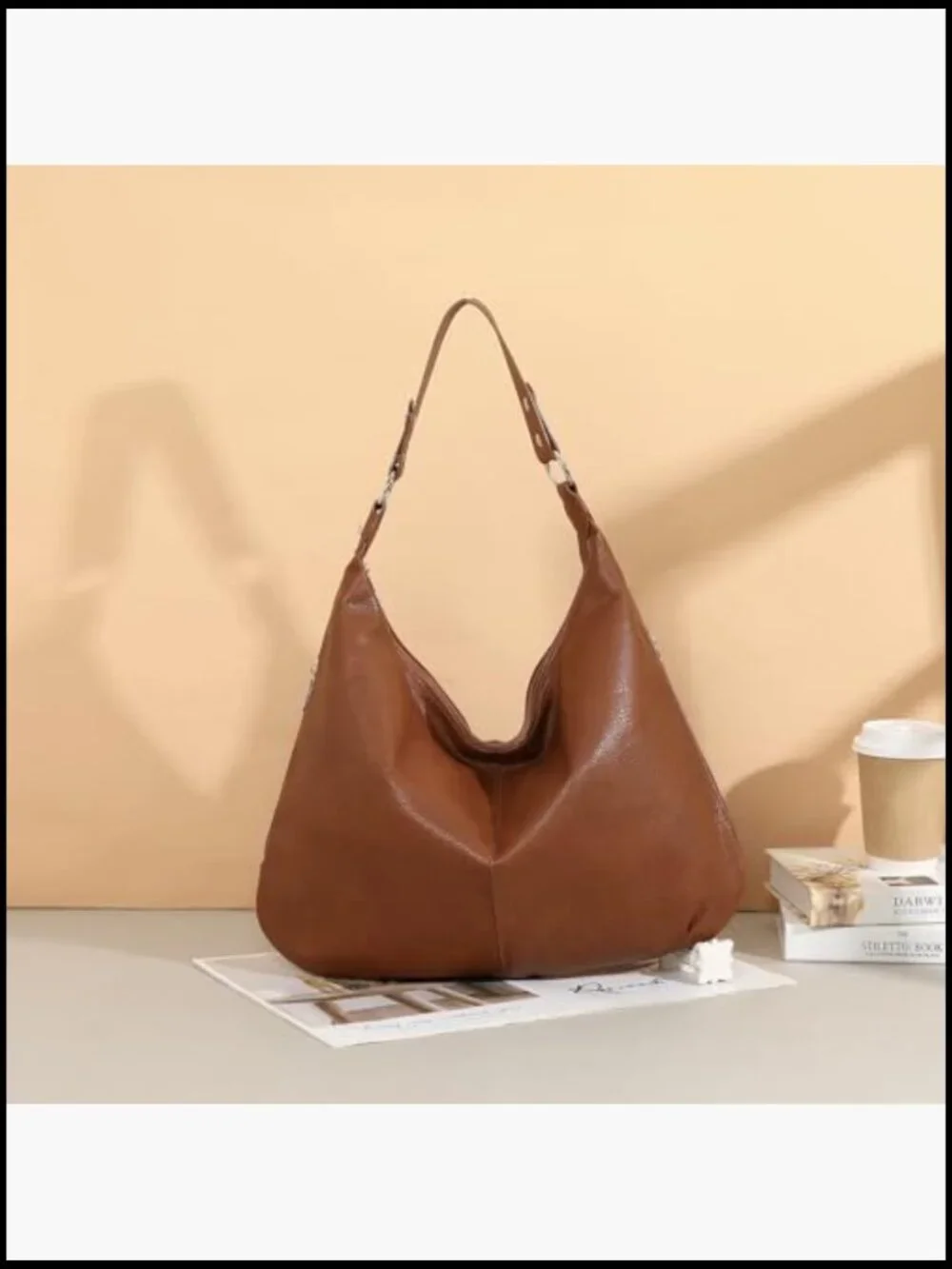 Slouchy Hobo Tote Bag Soft Faux Leather Shoulder Handbag Spacious Travel Purse